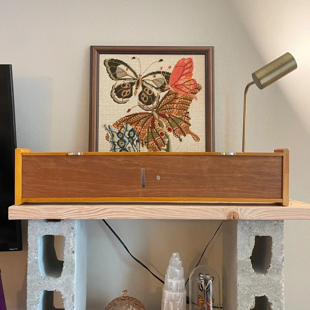 VTG Wood Wall Display Trinket Shelf 32x7x3 Cottagecore Grannycore Farmhouse